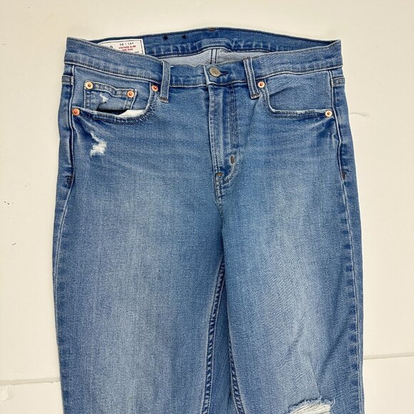 Gap Vintage Slim Mid Rise Raw Hem Distressed Women's size 10 Blue Denim jeans - Picture 2 of 5